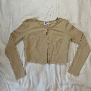 Princess Polly Marley Tan Longsleeve Cropped Button Up Cardigan | Size 4